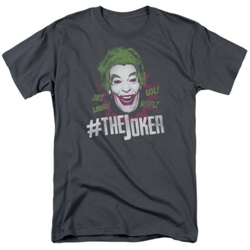 Trevco Batman Classic Tv-Joker - Short Sleeve Adult 18-1 Tee - Charcoa