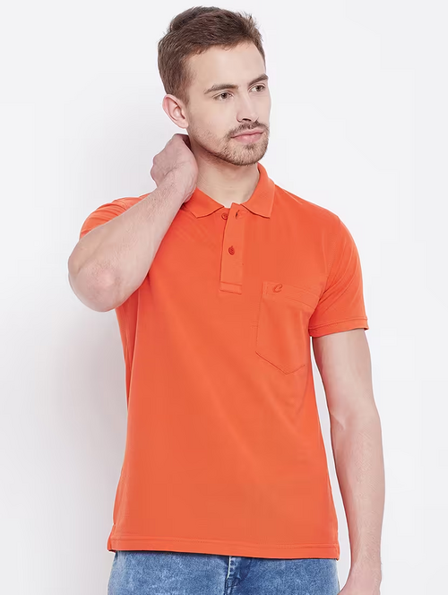 Men's Polyster Half Sleeve Sport Tshirt  (Size-L) (Color-RUST)