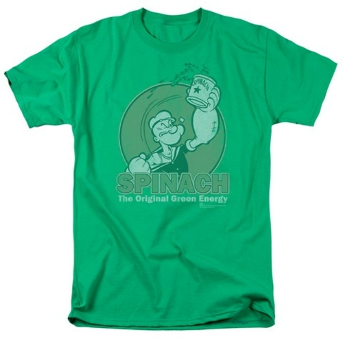 Trevco Popeye-Green Energy Short Sleeve Adult 18-1 Tee, Kelly Gree