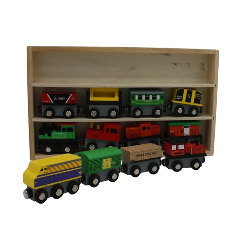 Kid toys car 12 Piece Wooden Toy Train Cars Set