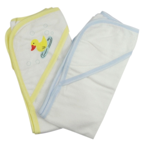 Bambini 021-Blue-021B-Yellow Infant Hooded Bath Towel, White - Pac