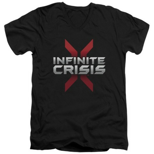 Trevco Infinite Crisis-Logo Short Sleeve Adult V-Neck 30-1 Tee- Black 