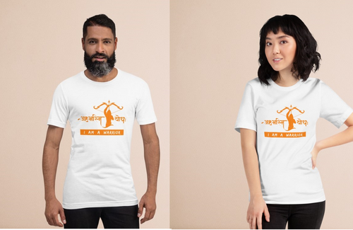 MEN I AM A WARRIOR ROUND NECK HALF SLEEVE PRINTED TSHIRT Size XL Color