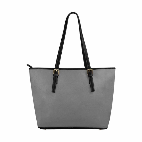 Large Leather Tote Shoulder Bag - Gray