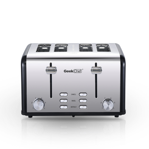 Stainless Steel Toaster with Bagel/Defrost/Cancel Function