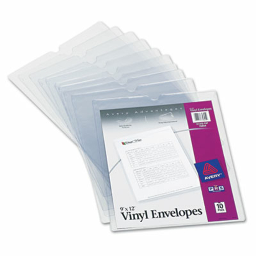Avery 74804 Top-Load Clear Vinyl Envelopes w/Thumb Notch- 9 x 12 Inser