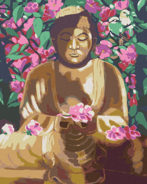 Paint by Numbers - BUDDHA SURROUNDED BY FLOWERS