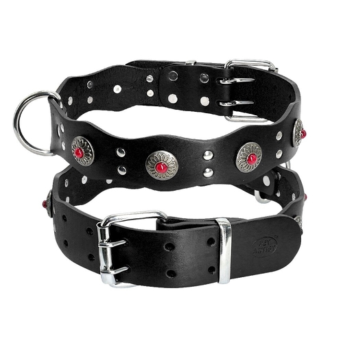 Durable Genuine Leather Dog Collar Reddish Brown