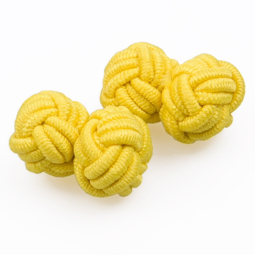 Plain Knot Fabric Cufflinks - Yellow