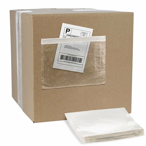 Packing Slip Envelope Pouches 7" x 5.5", Pack of 1000 Clear Plastic