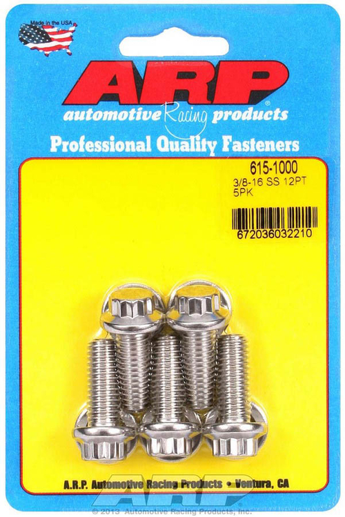 ARP 615-1000 0.38-16 x 1 in. 12-Point Stainless Steel Bolt Kit - Pack 