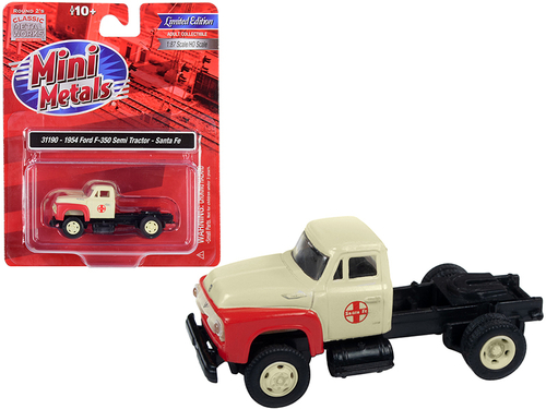 1954 Ford F-350 Semi Truck Tractor \Santa Fe\" Cream and Red 1/87 (HO)