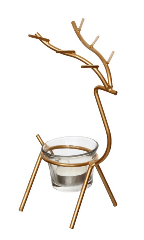 Gold-Toned Handcrafted Tea Light Holder size - 14.986 cm x 8.89 cm x