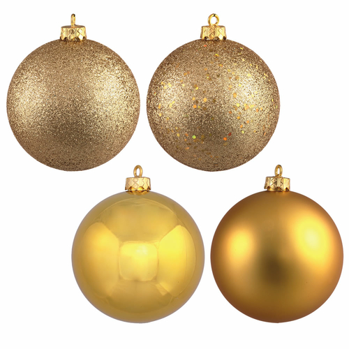 Vickerman N590308-2 1 in. Gold Plastic Assorted Ornament  2 Boxes of 1