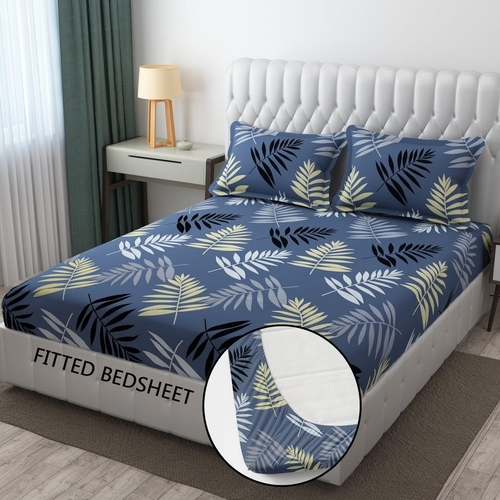 Cotton Elastic Fitted Printed King Size Double Bed Bedsheet KING SIZE
