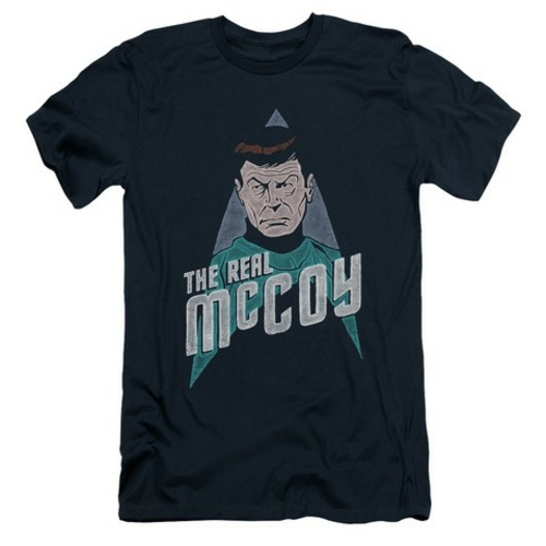 Trevco Star Trek-The Real Mccoy - Short Sleeve Adult 30-1 Tee - Navy- 