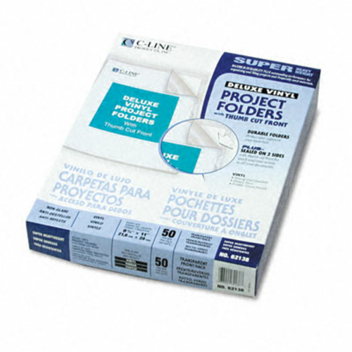 C-Line 62138 Deluxe Project Folders  Jacket  Letter  Vinyl  Clear  50/