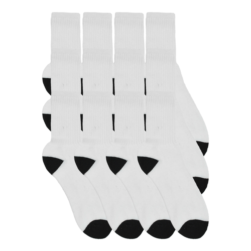 Adult Sport Socks - White w/Black, 9-11 & 10-13