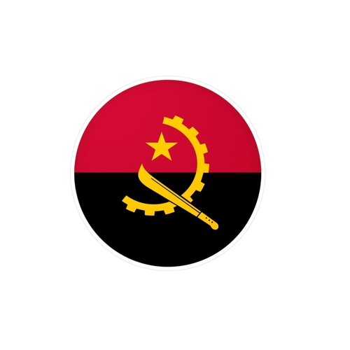 Autocollant rond Drapeau de l'Angola en plusieurs tailles