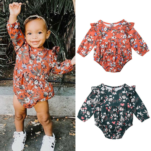 Cute Newborn Baby Girl Flowers Bodysuit