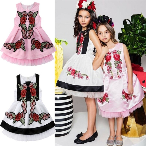 2-7Years Kids Girl Applique Princess Dress Wedding