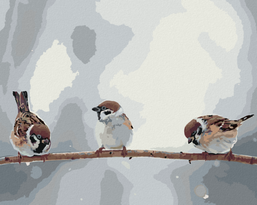 Paint by Numbers - LITTLE BIRDS ON A BRANCH