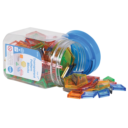 Learning Advantage CTU22108BN Transparent Pattern Blocks in Mini Jar&#