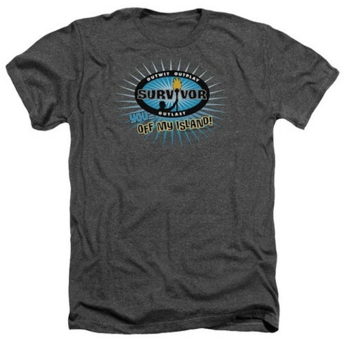 Trevco Survivor-Off My Island - Adult Heather Tee - Charcoal- Medium