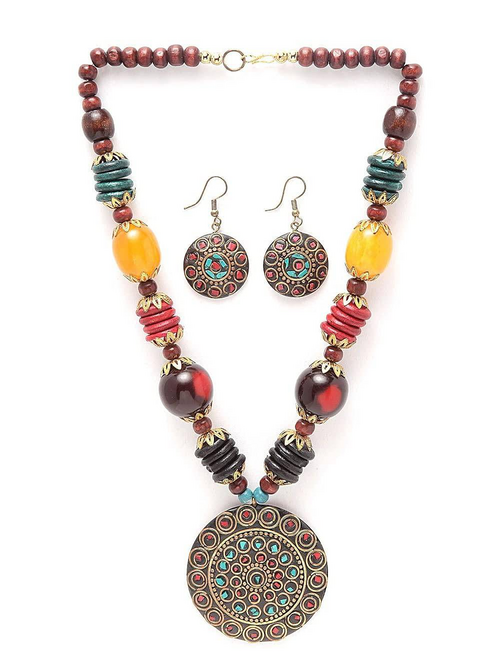 Tibetan Pendant Necklace Jewellery Set for Women