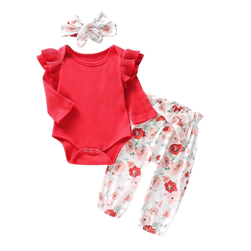 0 18M Baby Cotton Floral Clothes Set Newborn