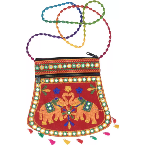Red Women Elephant Pattern Sling Bag
