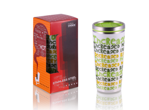 Thermo Mug 400ml Green Writing