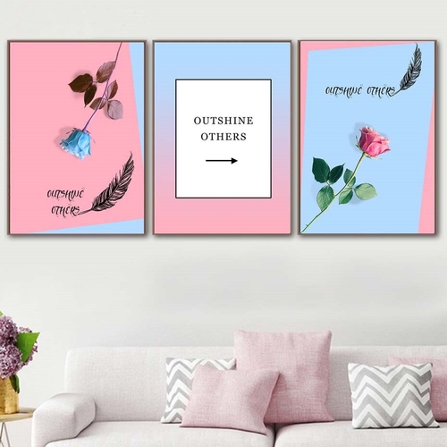 Scandinavian Blue Red Rose Flower