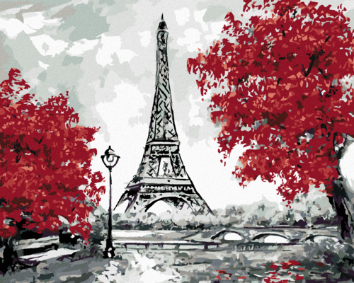 Paint by Numbers - EIFFEL TOWER AND RED TREES