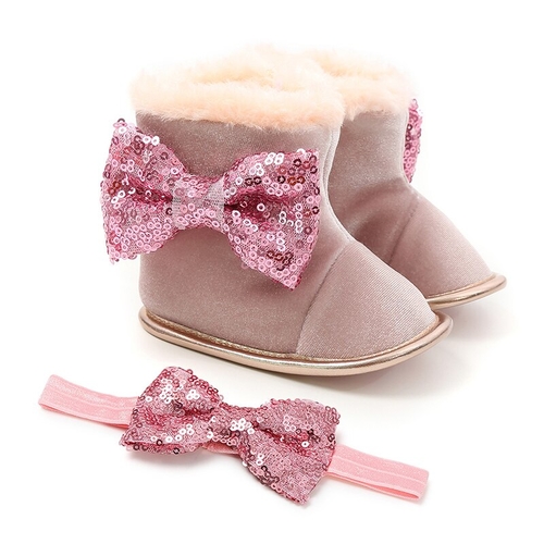 Solid Bling Soft Snow/infant /baby girl/boots Crib