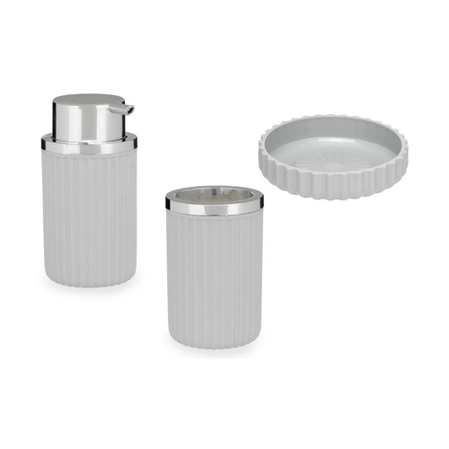 Bath Set 3 Pieces Grey Plastic