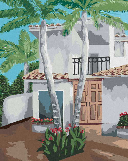 Paint by Numbers - PALM TREES BY THE SUMMER HOUSE