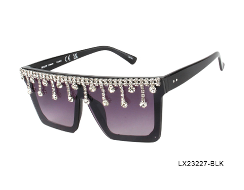 Black Shiels with Rhinestones Woman Sunglasses-LX23227