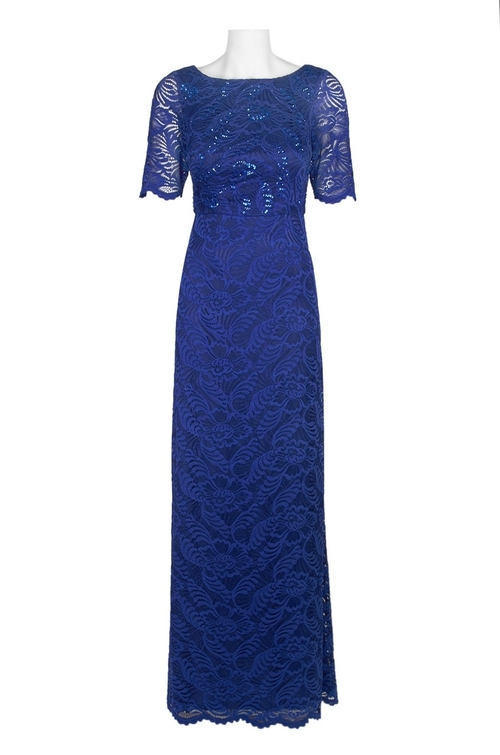 Adrianna Papell Boat Neck Short Sleeve Zipper Back Illusion Floral