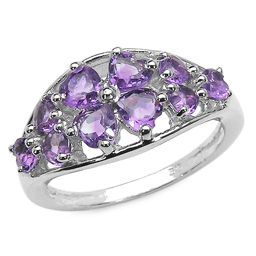 1.90 Carat Genuine Amethyst .925 Sterling Silver Ring