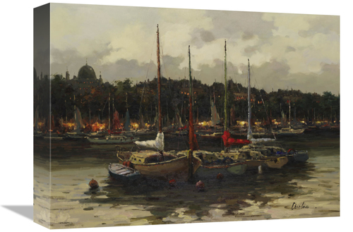 Global Gallery GCS-132462-1216-142 12 x 16 in. Boats At Night Art Prin