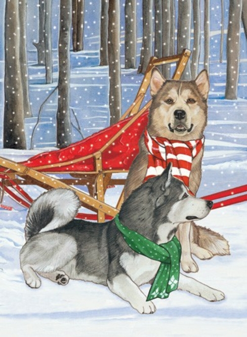 Pipsqueak Productions C996 Holiday Boxed Cards- Alaskan Malamute