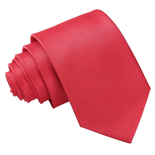 Solid Check Slim Tie - Red
