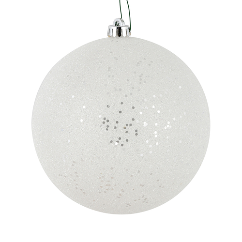 Vickerman N184211 4.75 in. White Glitter Clear Ball Ornament  4 per Ba