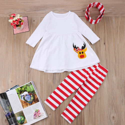 Kids Baby Girl Christmas Outfits Clothes Deer Mini