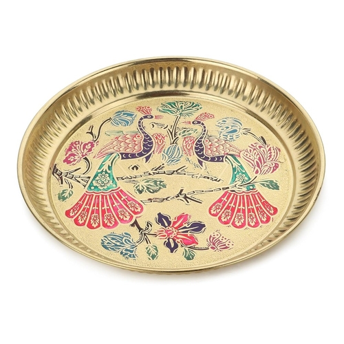 Pure Brass Peacock Thali | Peacock Designer Brass Plate | Premium