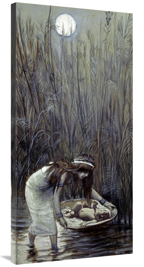 Global Gallery GCS-282919-44-142 44 in. Moses Laid Amid the Flags Art 