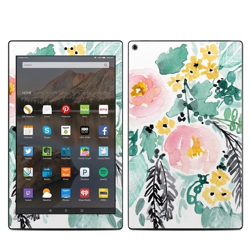 DecalGirl AKHD19-BLUSHEDFLOWERS Amazon Kindle Fire HD 10 2019 Skin - B