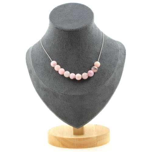 Pink Opal 8 mm 10 beads necklace.