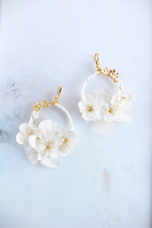 Bridal hoop earrings Floral earrings Statement wedding earrings 